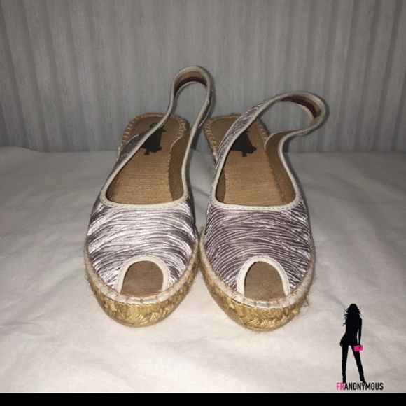 Silver Wedge Espadrille Sling Backs 7 - Picture 4 of 6